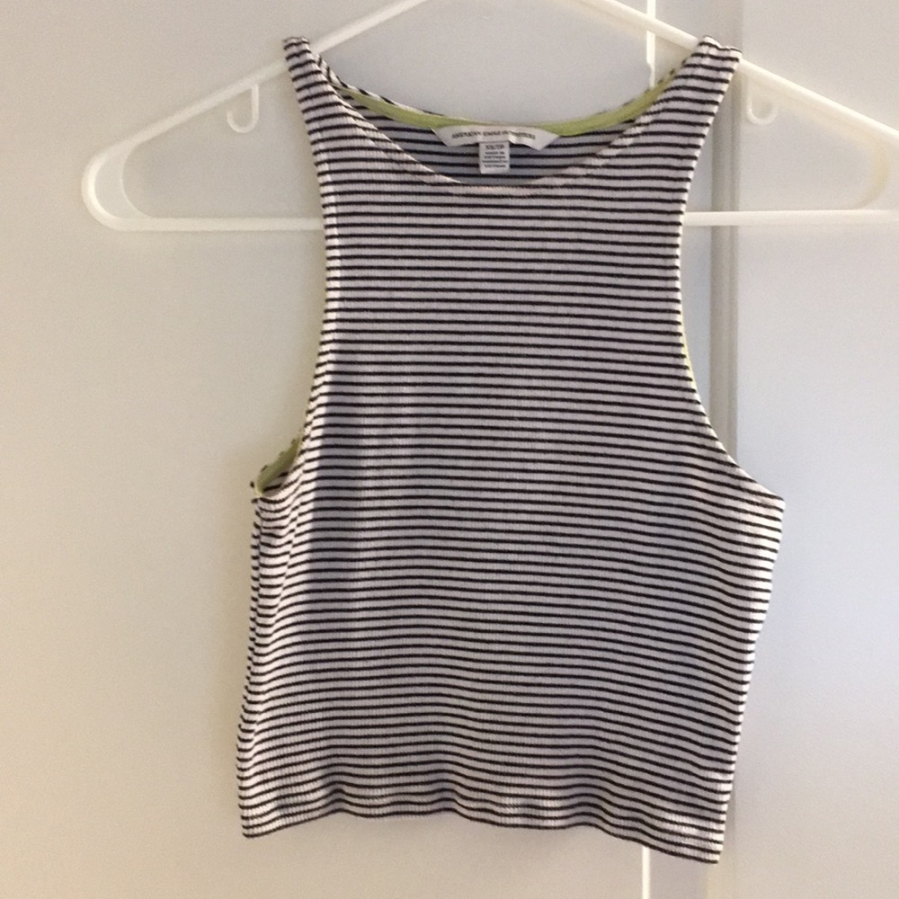 Striped crop top with high neckline